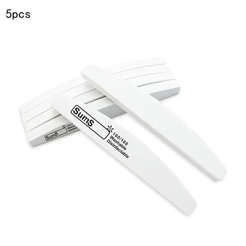 2 5 Professional Double-sided Nail File Block Colorful Sponge Polish Qme 5pcs White