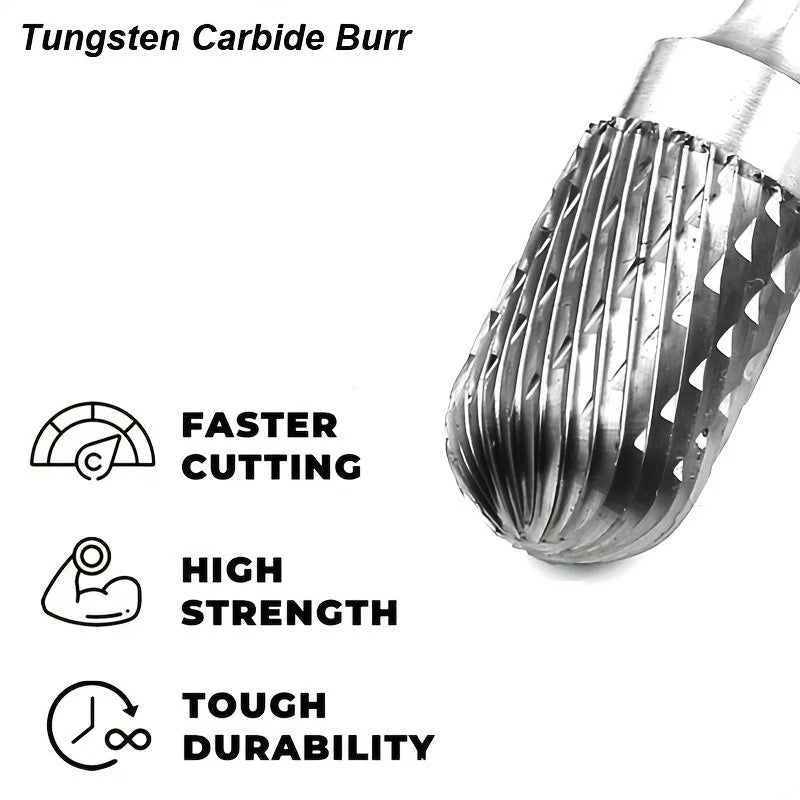 Tungsten Carbide Burrs Shank Double Cut Solid Power Tools Rotary Qme