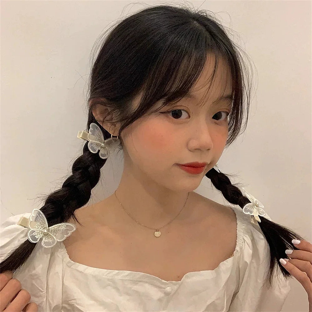 Retro Cute Embroidery Butterfly Exquisite Hairpin Girl Side Clip Top Clip Korean INS Girl Sweet Hairpin Trend Accessories Qme