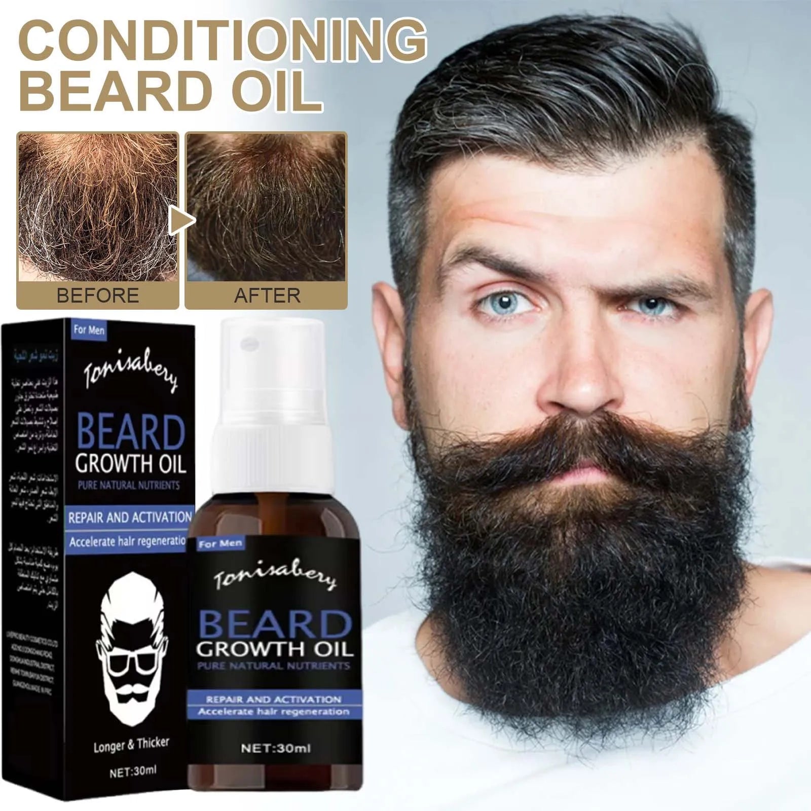 Beard Growth Oil Beard Wax Balm Hair Loss Products Leave-In Conditioner for Groomed Chest Hair Moustache Oil Beard Care Product Qme