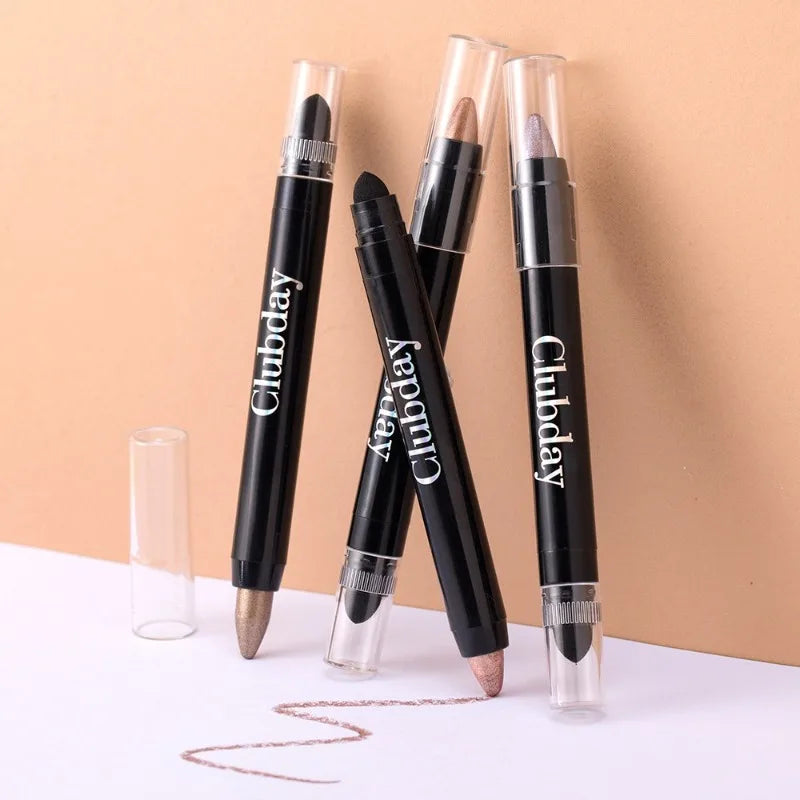 Double-sided Eyeshadow Stick Highlighter Brightening Pen with Pearlescent Glitter Matte Finish Shimmer Pigment Lasting EyeShadow Qme