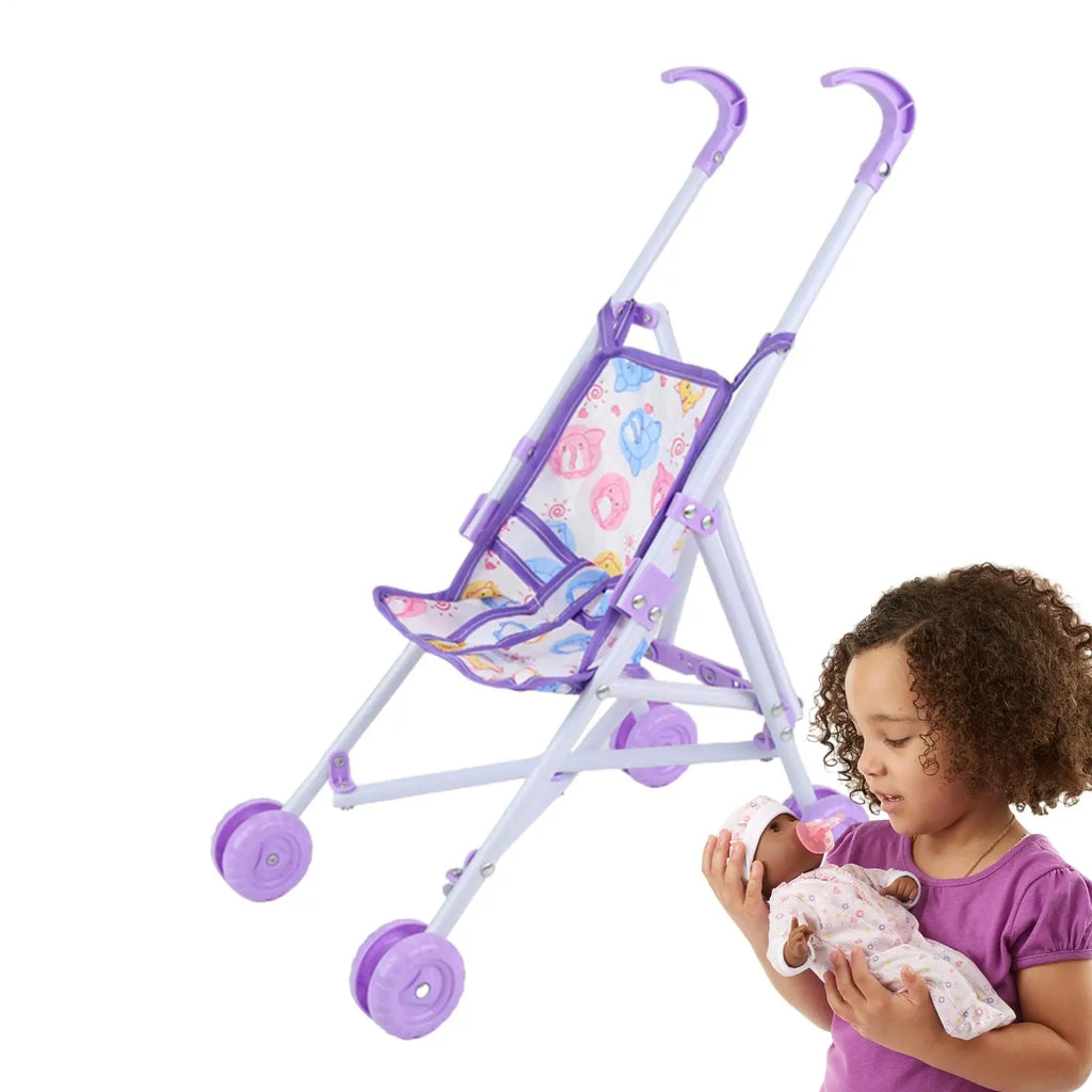 Girl Doll Toy Stroller Realistic Stroller Toy Role Play Pretend Doll Pram Dress Up Game Accessories for Home Birthday Qme