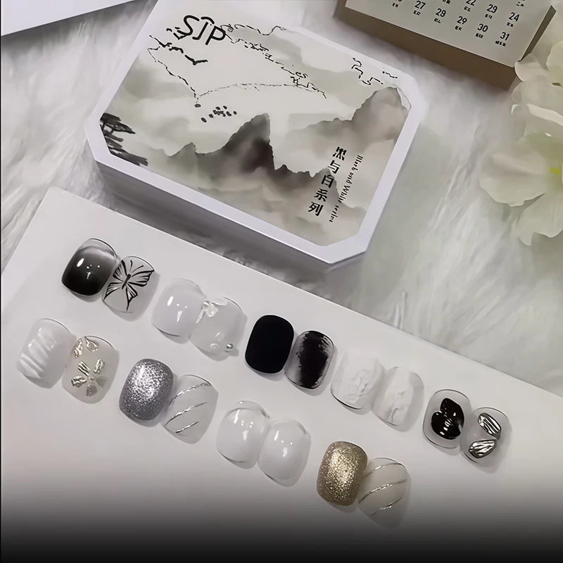 9-grid Black White 3D Solid Nail Polish UV Embossed Painting Gel Qme