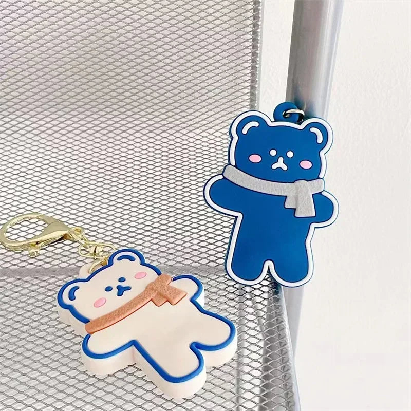Cartoon Silicone Soft Protective For AirTag Case Locator Tracker Keychain Cover Funny Dog Bear Shape Kawaii Key Ring Qme