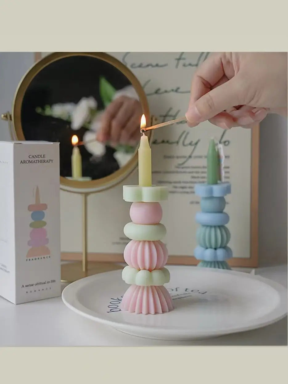 Artisan Geometric Layered Fragrance Candle Lovely Aroma Room Decor Qme