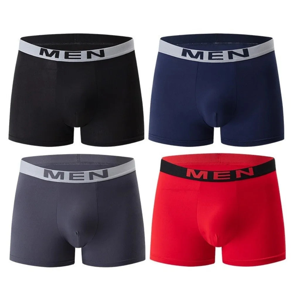 6 Pcs Solid Color Men's Underwear Comfortable Fit Breathable Fabric Boxer Shorts High Elastic Athletic Underwear Qme