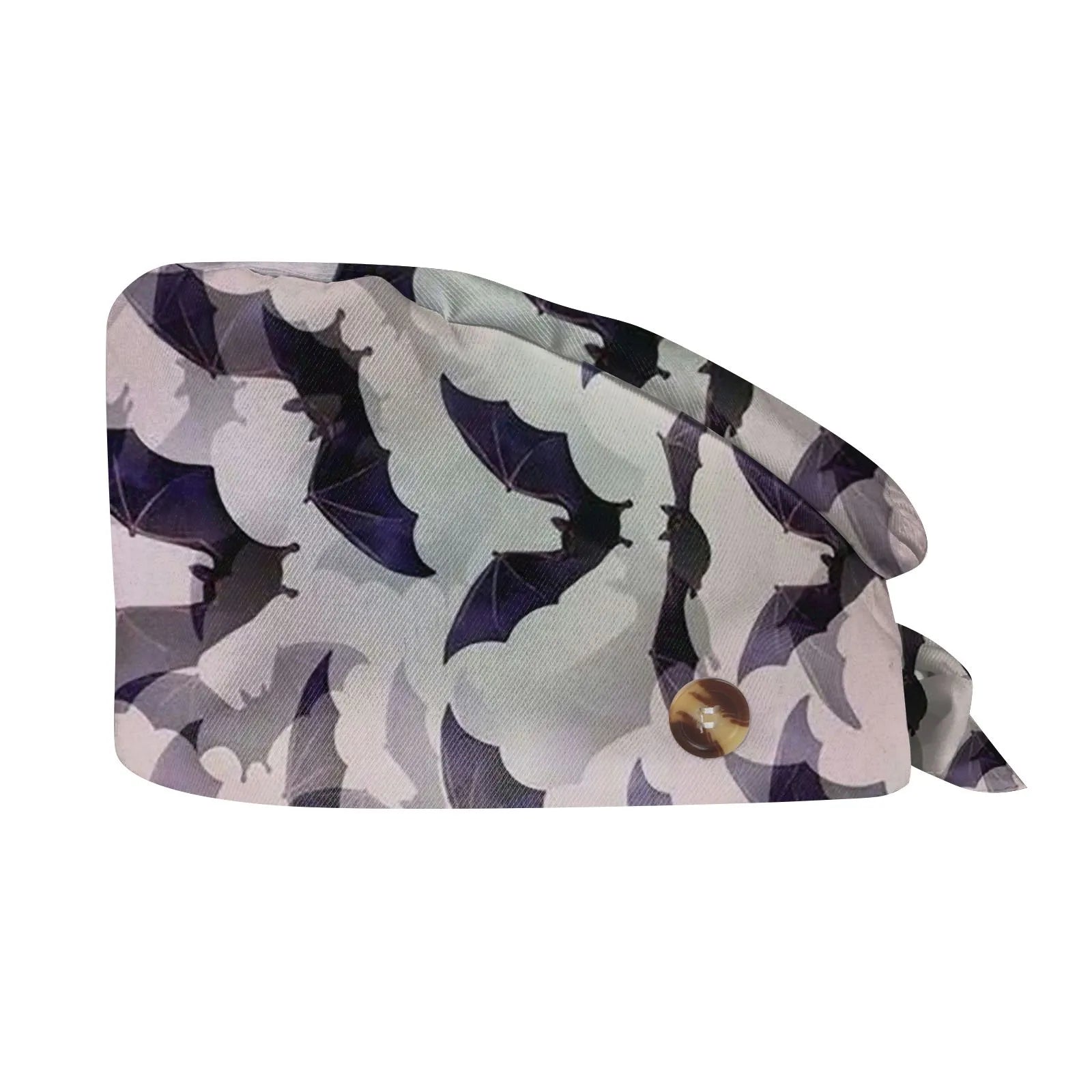 Halloween Skeleton Printing Adjustable Scrub Cap Surgical Cap Woman and man Veterinary Pet Shop Scrub Hat Dentist Working Cap Qme Light Gray One Size