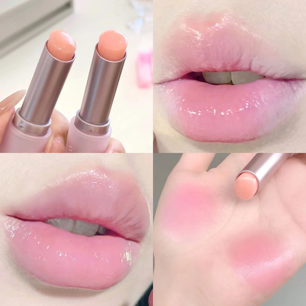 Fruit Lip Balm Moisturizing Clear Lip-Primer Color Tinted Solid Lip Glos Color Changing Nourishing Jelly Pink Lipstick Makeup Qme