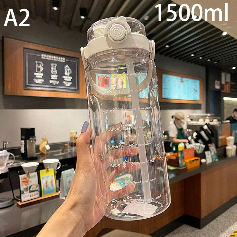 1 5 2Liter Sport Straw Water Bottle Time Scale Plastic Summer Cold Qme A2