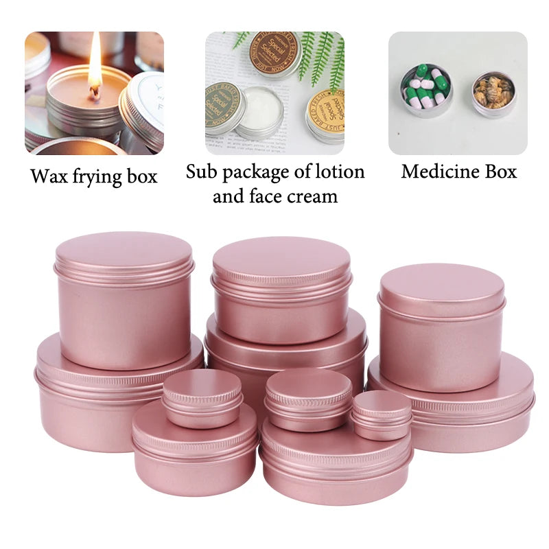 5 Refillable Cream Jars Tin Containers Screw-top Lids Lip Balm Nail Qme