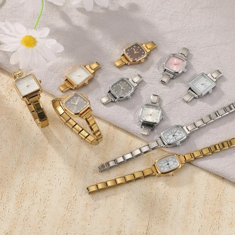 2026 Fashion Women's Men's DIY 9mm Width Italian Elastic Charm Stainless Square Octangle Watch Bracelet Bangle For Birthday Gift Qme