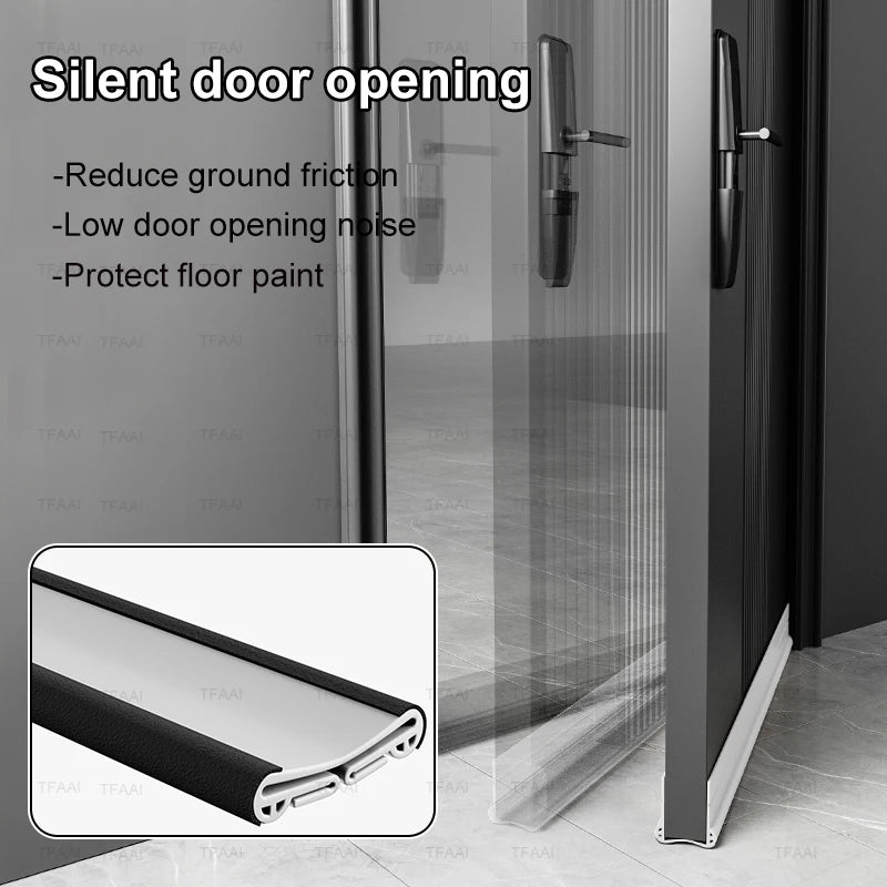 PVC Silent Door Seal Strip Flexible Door Bottom Gap Weather Strip Washable and Wear-resistant Sealing Strip with Under Brush Qme