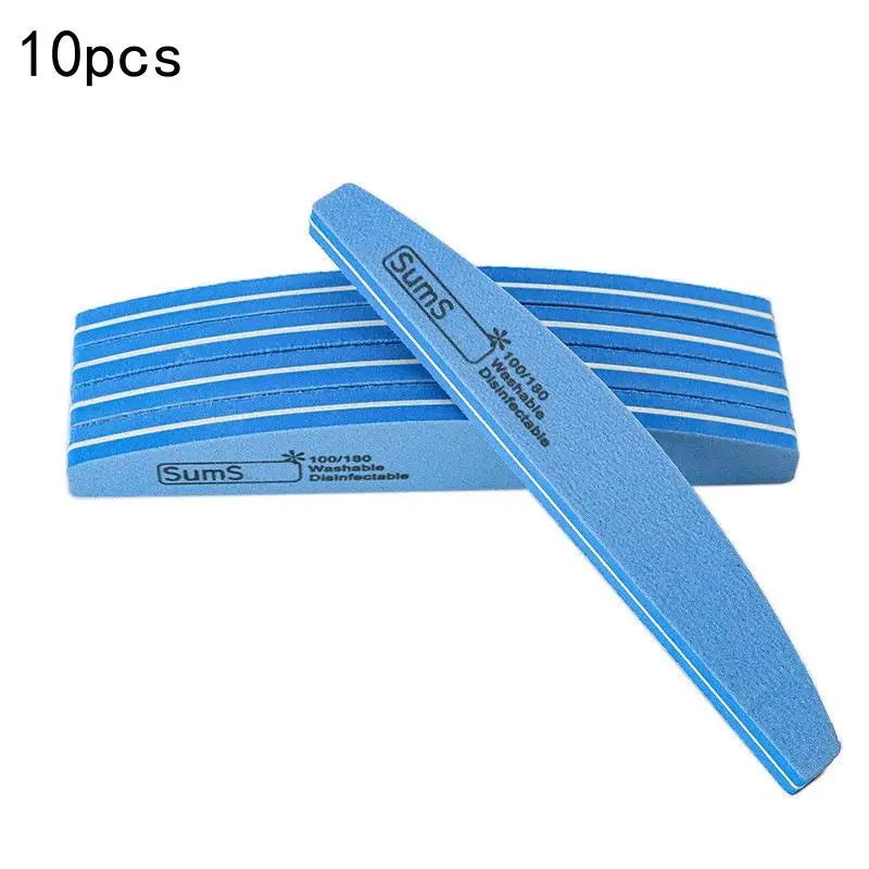 2 5 Professional Double-sided Nail File Block Colorful Sponge Polish Qme 10pcs Blue