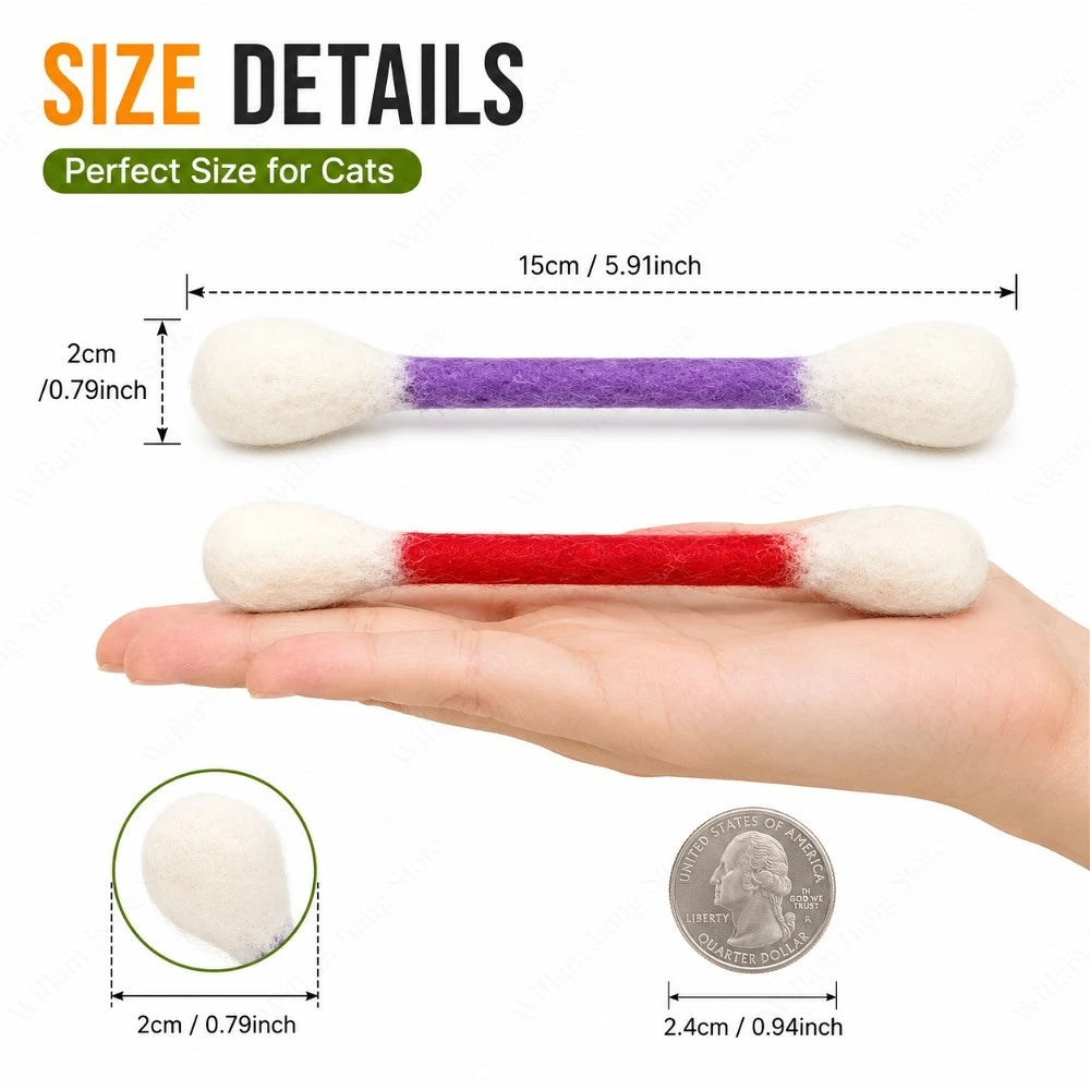 6/12PCS Cotton Swab Shaped Catnip Toy Durable Kitten Teeth Grinding Pet Interactive Chewing Play Accessory Qme