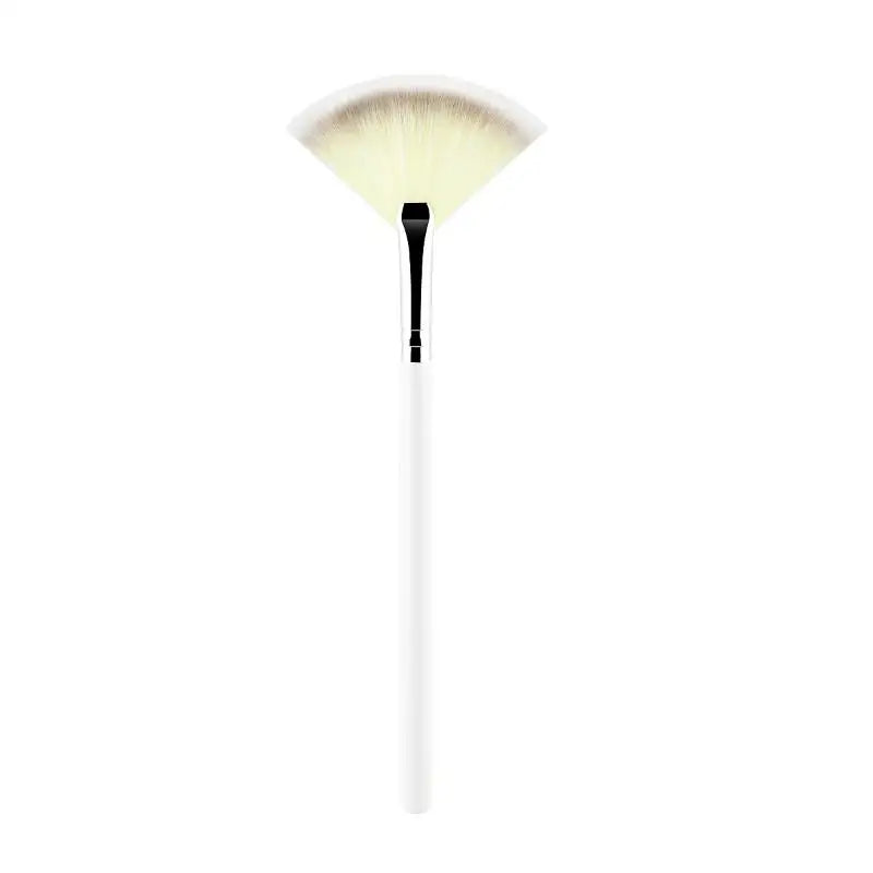 Large Flat Highlight Blush Fan-shaped Makeup Brush Powder Loose Face Qme White