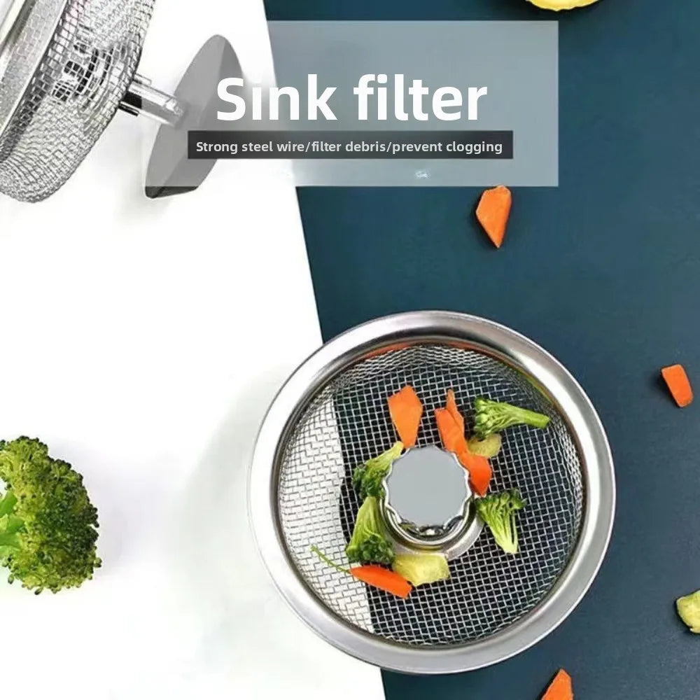 1/3/5pcs Kitchen Sink Stainless Steel Mesh Filter Vegetable Washing Residue Strainer Sink Hole Drain Waste Catcher Basket Tool Qme