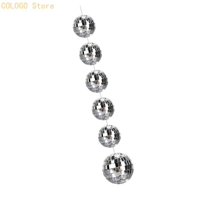 Metallic Disco Ball String Hanging Ornaments Reflective Ceiling D0LD Qme