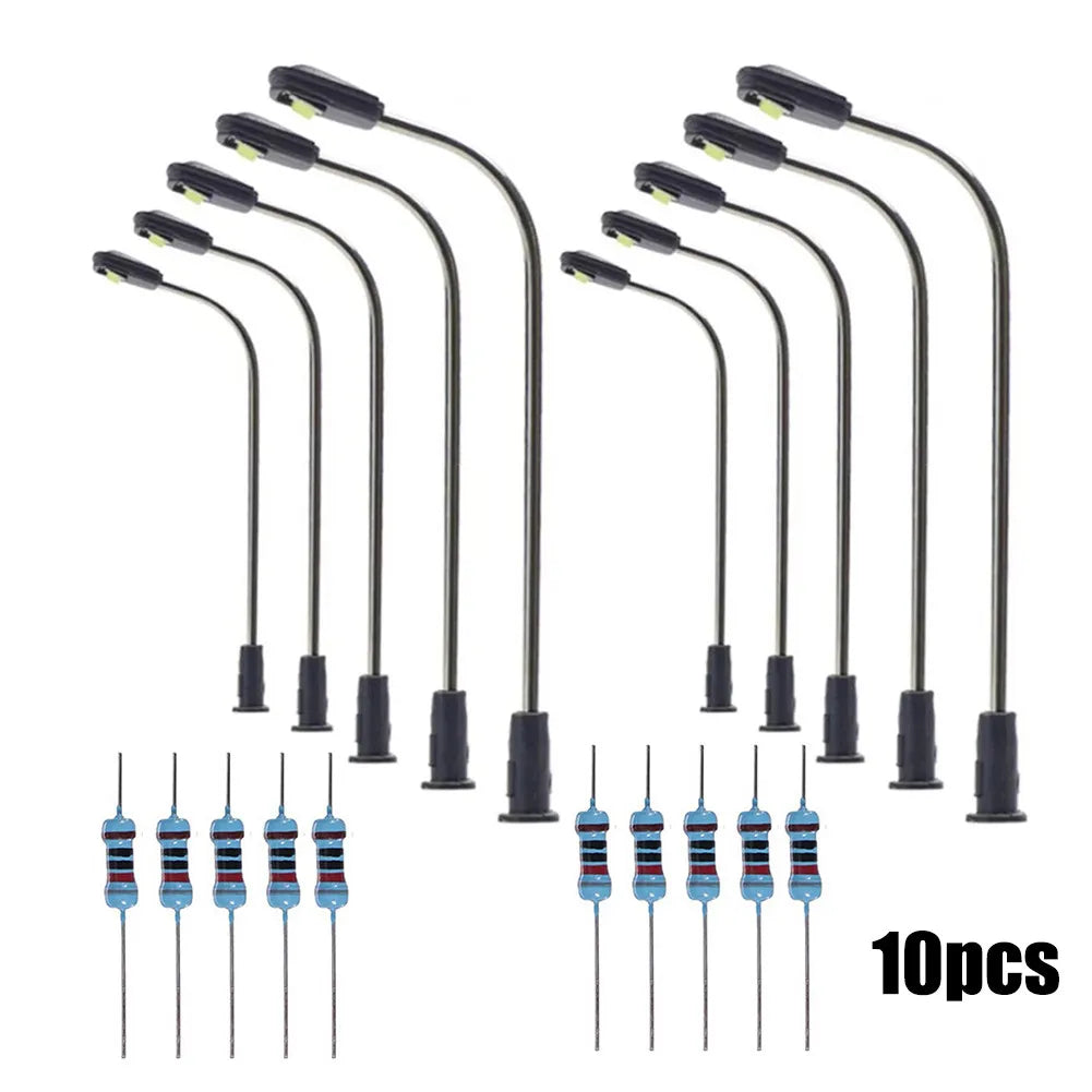 Warm White LED Street Lights Resistors 10pcs/set 42mm For Model Making For Railway & Building Layout Lampposts Qme