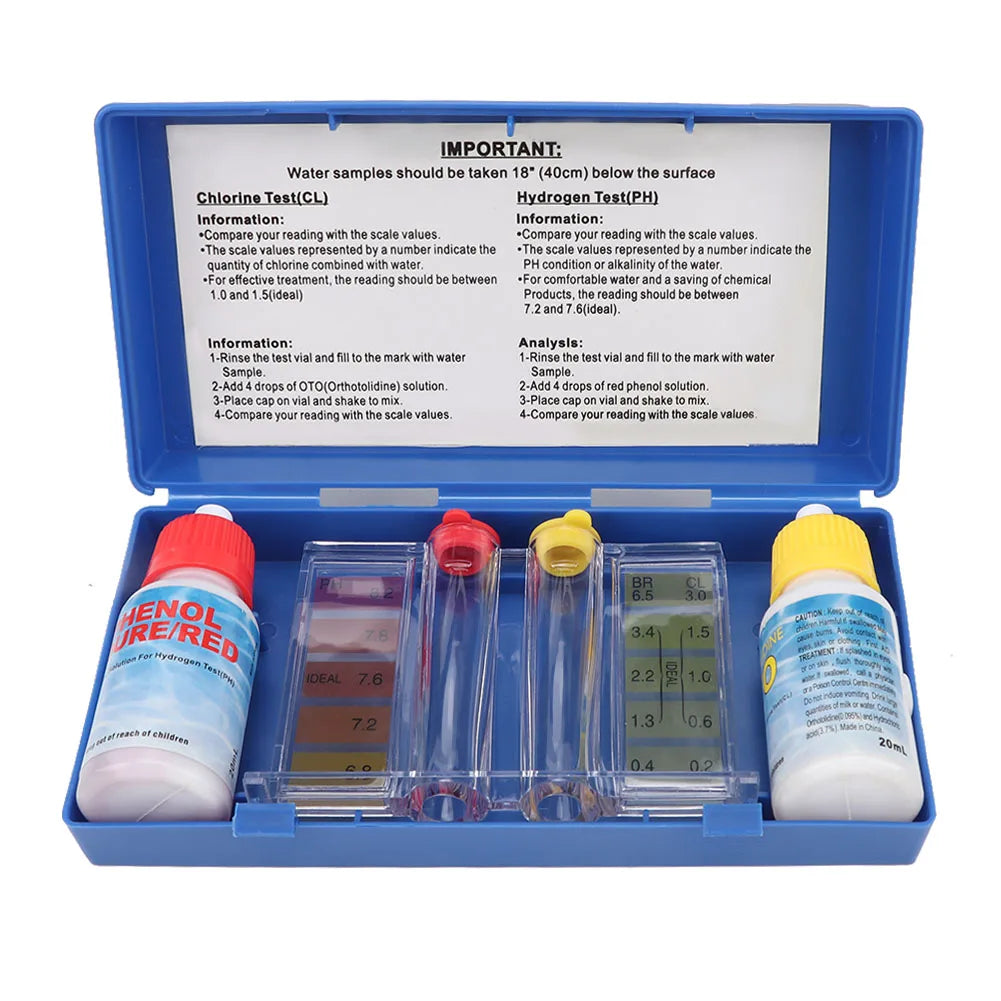 PH Chlorine Testing Kit Water Quality Test Box Accessories for Swimming Pool Pool Chlorine Test Kit Water Quality Test Box Qme Default Title
