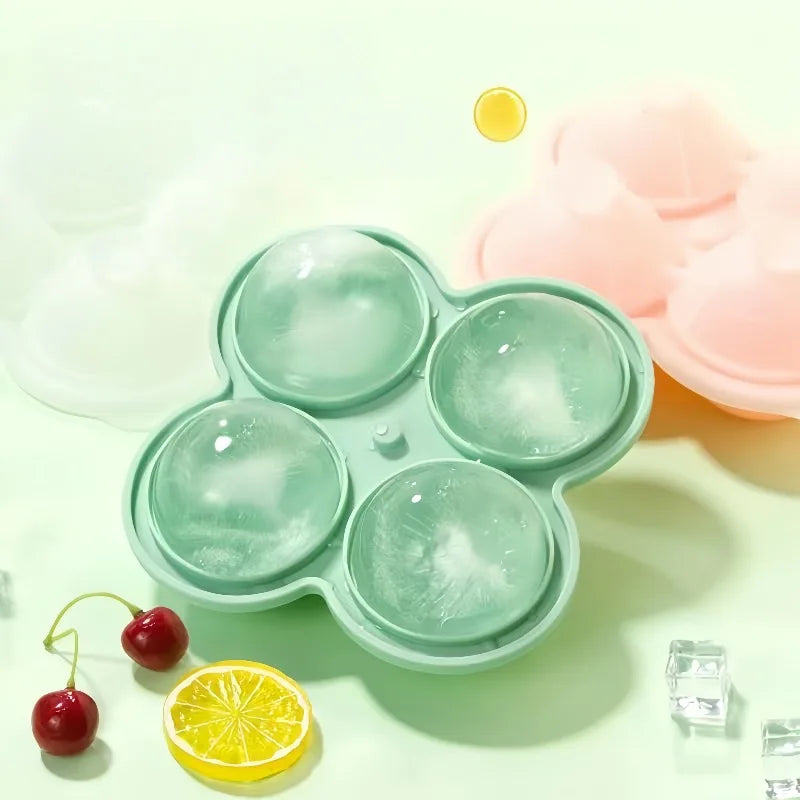 4 Large Ice Hockey Silicone Molds, Easy To Release Ice Cube Trays Whiskey Cocktail Juice Party Ice Making Tools Qme