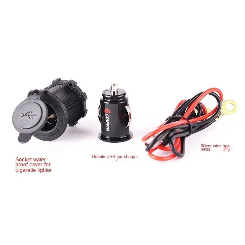 Car Motorcycle Modified Waterproof 12V Power Cigarette Lighter Seat GPS Socket Dual USB Car Charger Mobile Phone Charger Qme