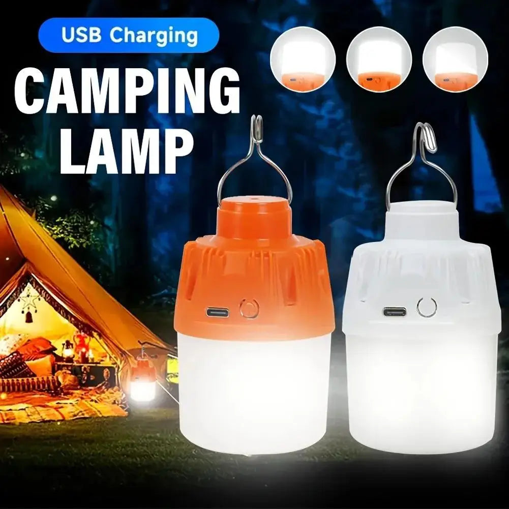 Outdoor USB Rechargeable LED Lamp Bulbs High Brightness Emergency Light Hook Up Camping Fishing Portable Lantern Night Lights Qme Orange