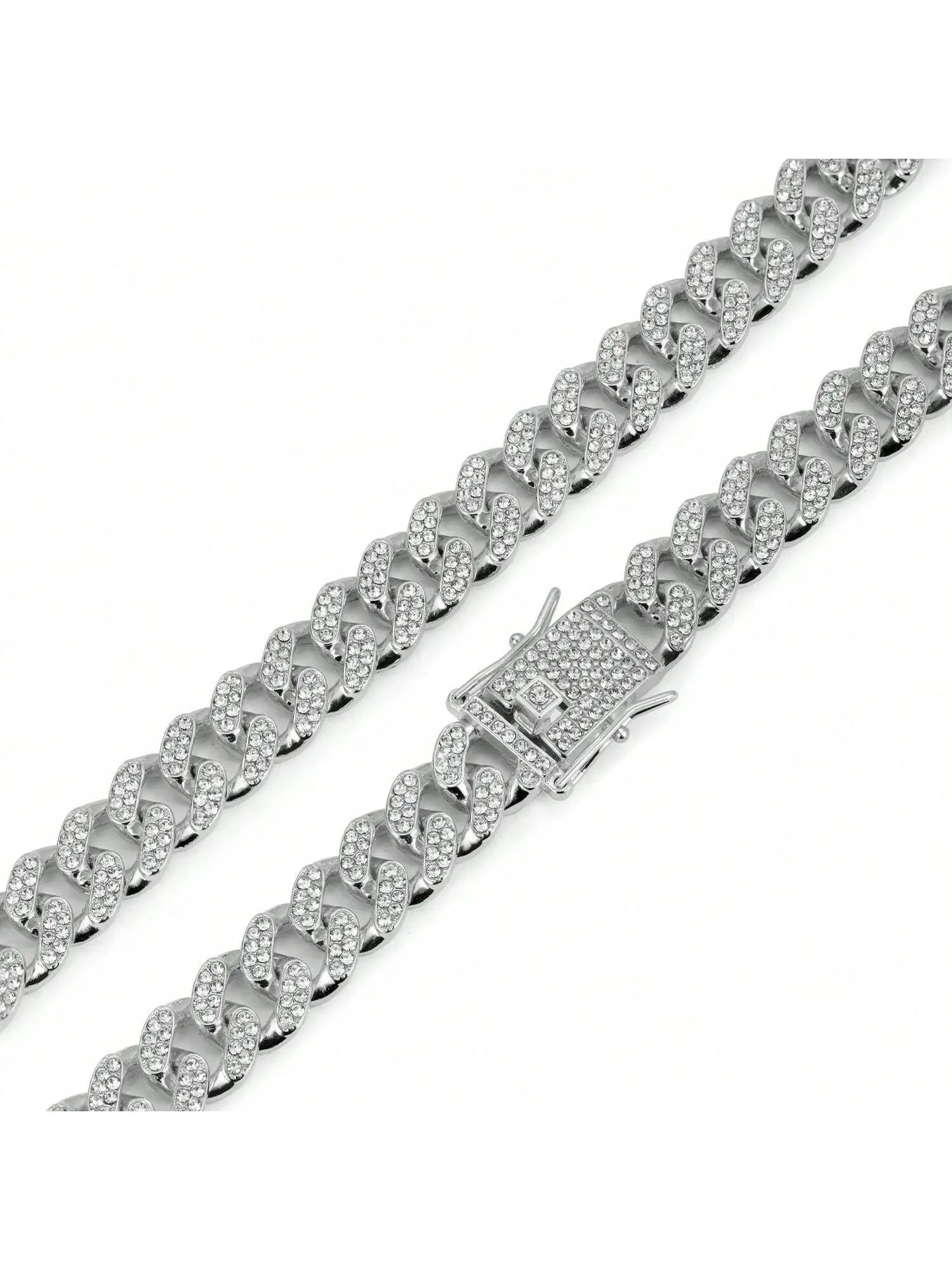 Hip-hop Pet Cuban Chain Dog Faux Diamond Necklace Alloy Collar Qme 40cm