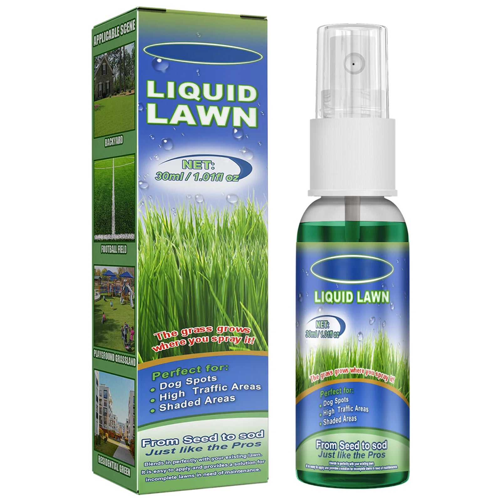 30ml Liquid Grass Spray Lawn Repair Solution for Dog Spots High TrafficEco-Friendly Long Lasting Odorless Safe for Yard Garden Qme