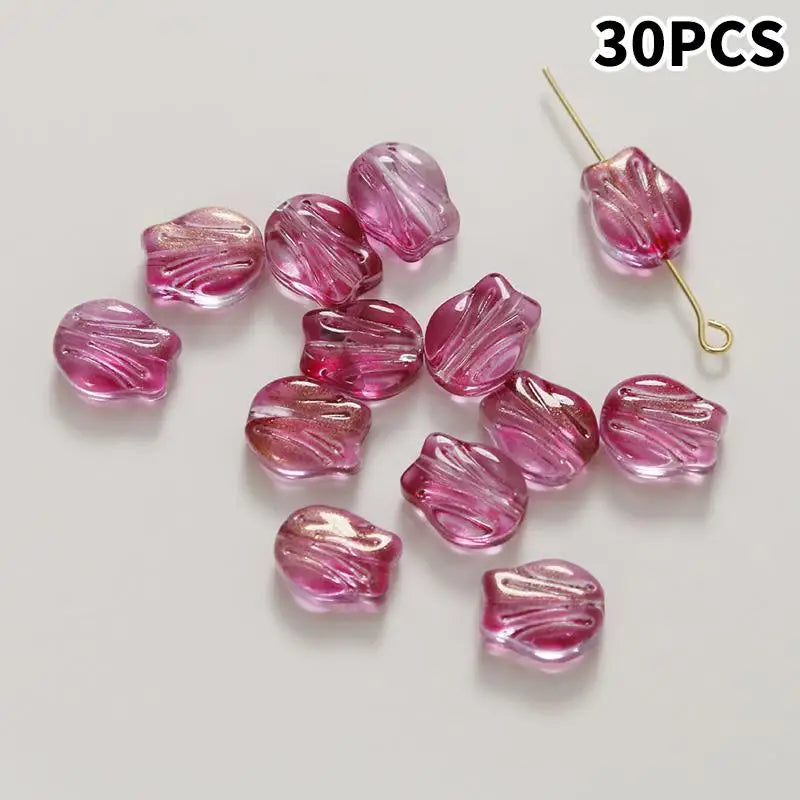 DIY Lampwork Beads 30Pcs Multicolor Glass Flower Beads for Jewelry Making Handmade Accessories Supplies Qme A13