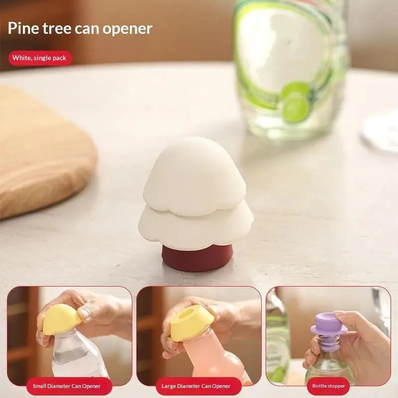 3 In 1 Pine Tree Shape Bottle Silicone Opener Household Beverage Bottle Can Opener Plastic Bottle Size Caliber Universal Stopper Qme A1