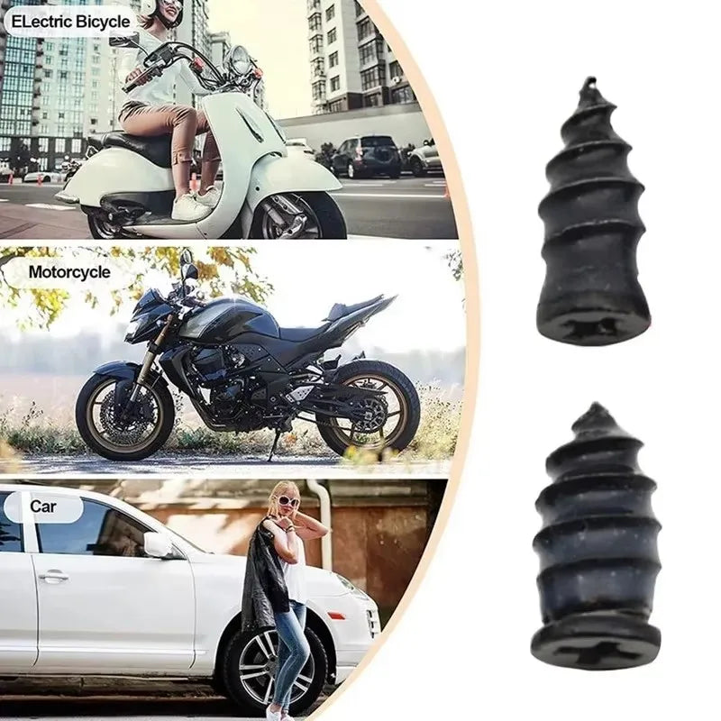 Car Motorcycle Bicycle Wheel Tire Repair Kit 10 Pack Rubber Nail Vacuum Tire Repair Nail Plug Puncture Repair Strip Seal Qme