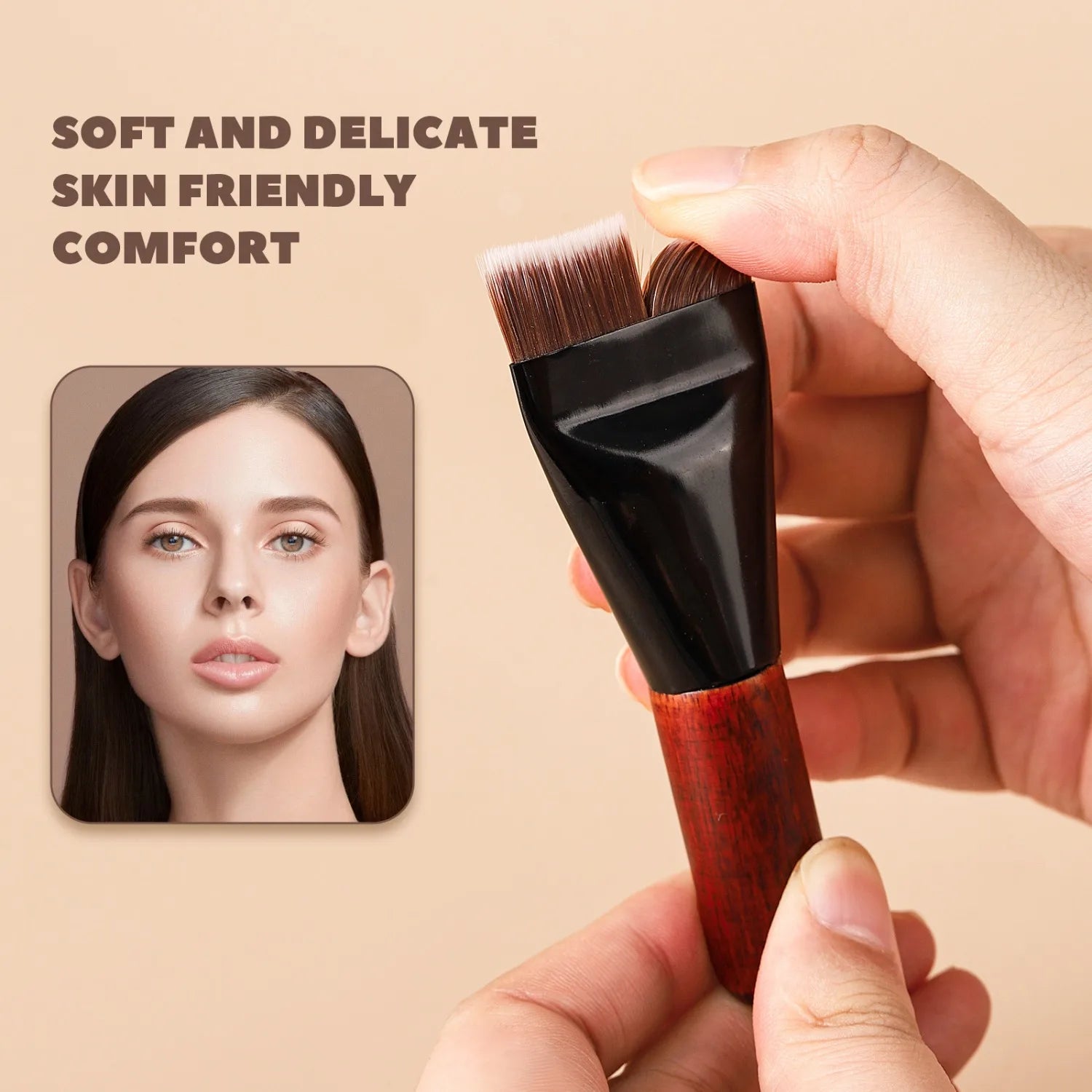 Mini Ultra Thin Foundation Brush Synthetic Flat Head Streak-free Qme