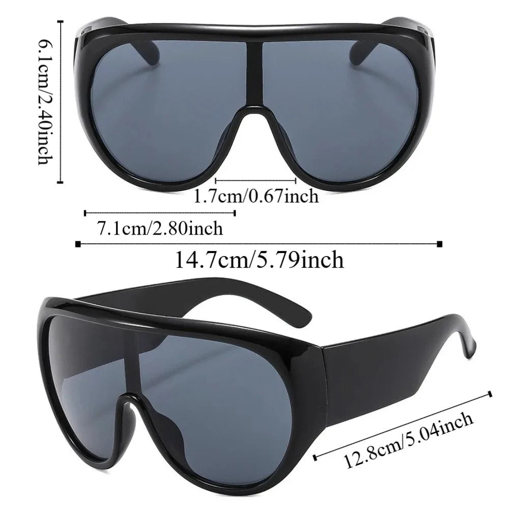 New Oversized Big Frame Sunglasses UV400 Protection Tea Color Square Sunglasses Vintage Punk Style Driving Shades Beach Qme