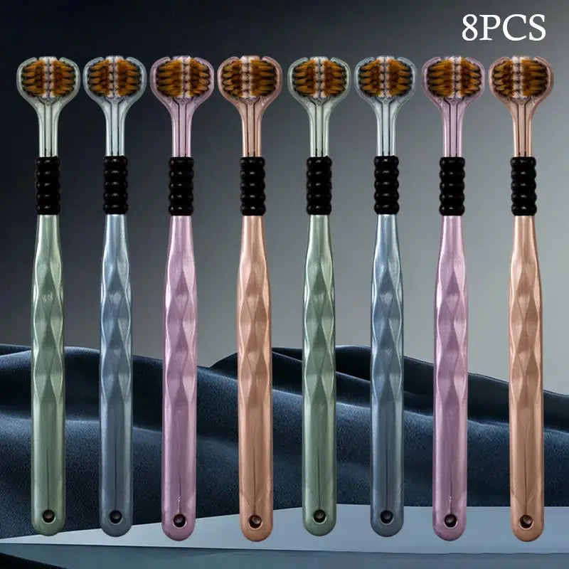 Three Sided Soft Bristled Toothbrush Adult Household Cleaning Qme 8pcs