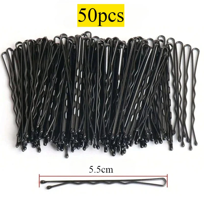 50-600pcs Black Straight Line Hair Clip U-shaped Needle Lady Hairpins Curly Wavy Grips Women Bobby Pins Styling Hair Accessories Qme 50Pcs