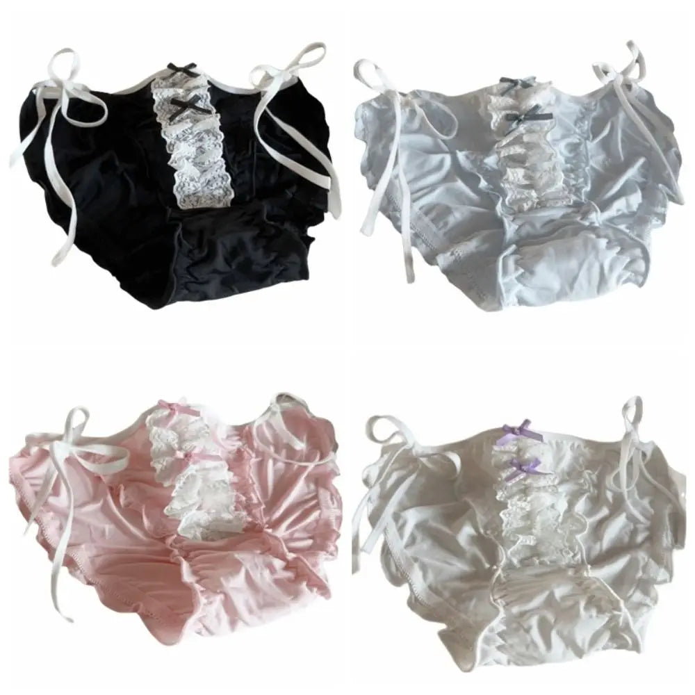 Underpants Low Waist Lace Underwear Up Lingerie Sweet Ruffle Briefs Qme