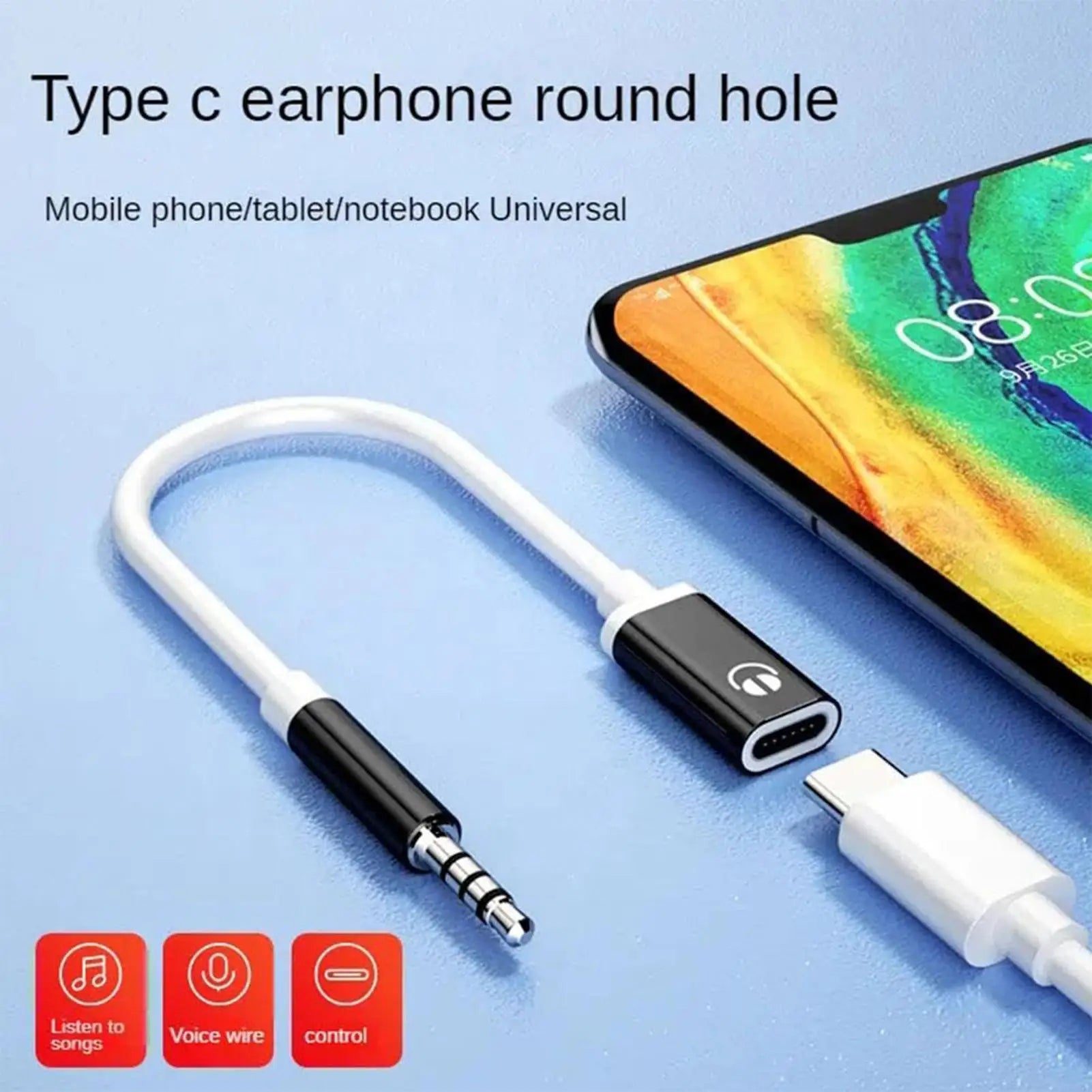 Male C Female Audio Cable Cord Round Head Adapter Headphone Stereo Qme