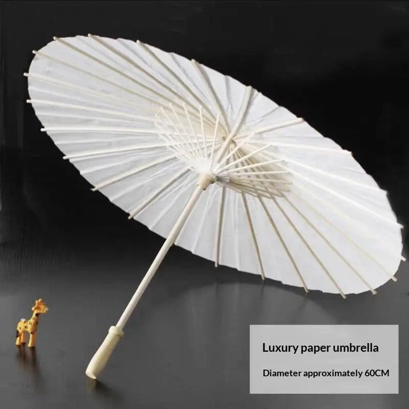 20/30/40/60/84CM Paper Umbrella Blank DIY Handmade Painting Supplies Long-handle Blank Photography Prop Qme 60cm