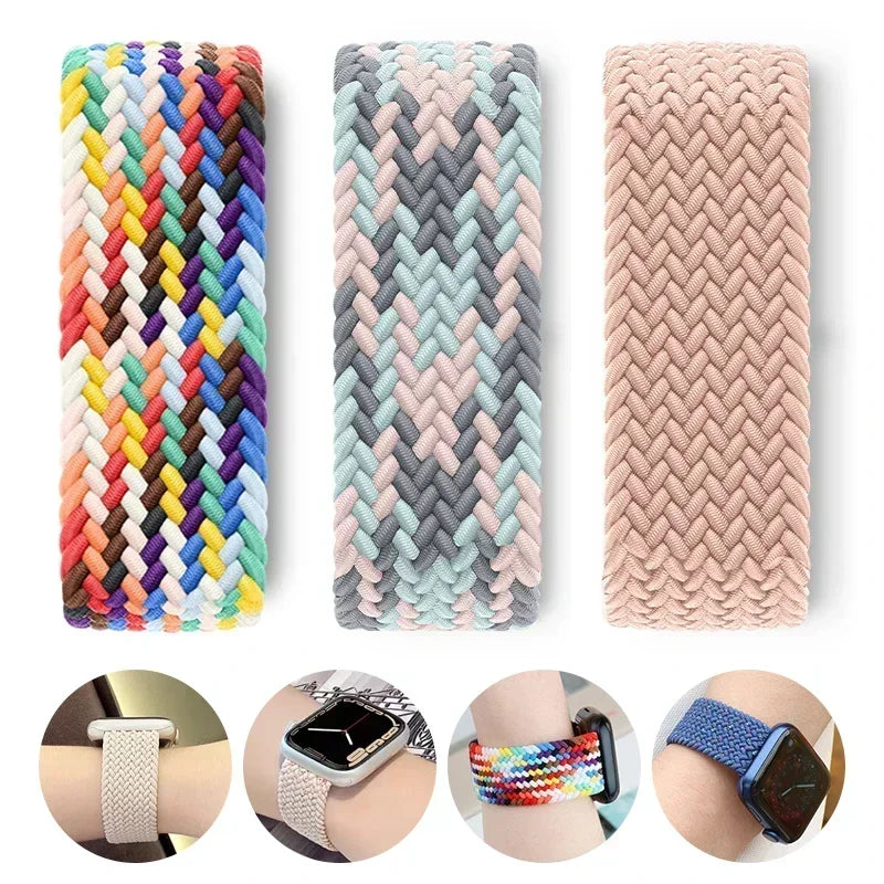 Braided Solo Strap For Apple Watch Band 45mm 49mm 44mm 42mm 41mm 40mm Nylon Correa Bracelet iWatch series 9 7 SE 6 8 5 Ultra 4 3 Qme
