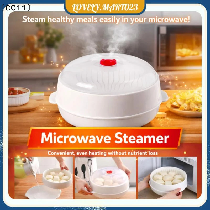Microwave Food Steamer Heat-resistant Plastic Steaming Tray SetCC11 Qme