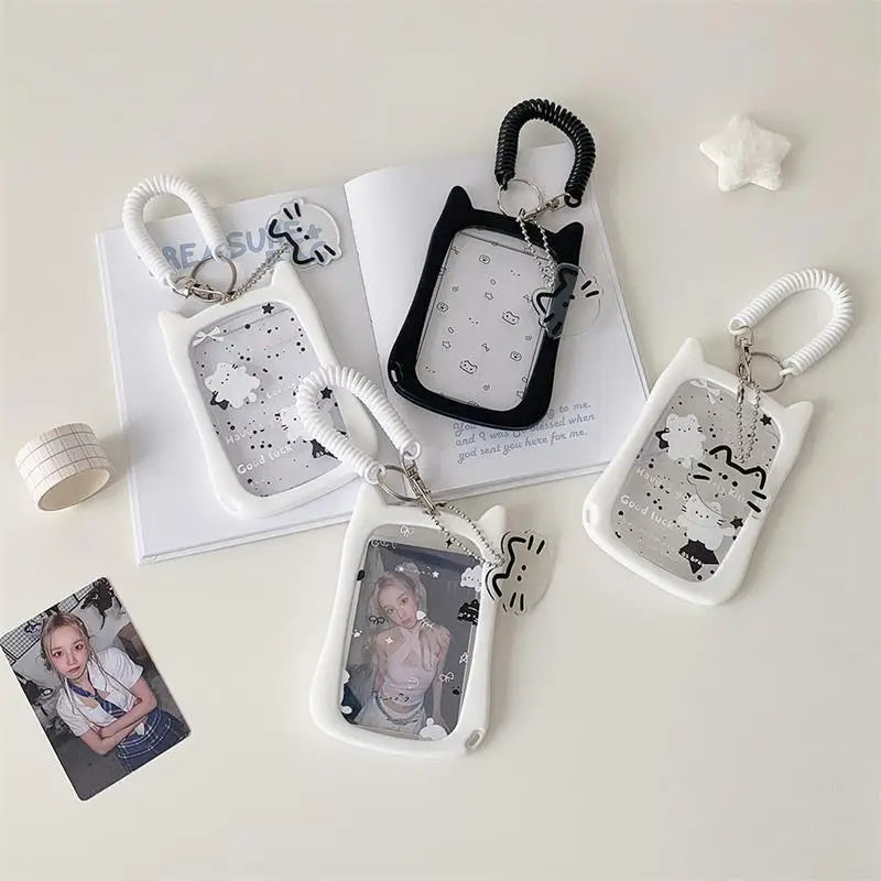 Cute Elastic Rope Idol Photo Storage Display Cat Photocard Holder Qme