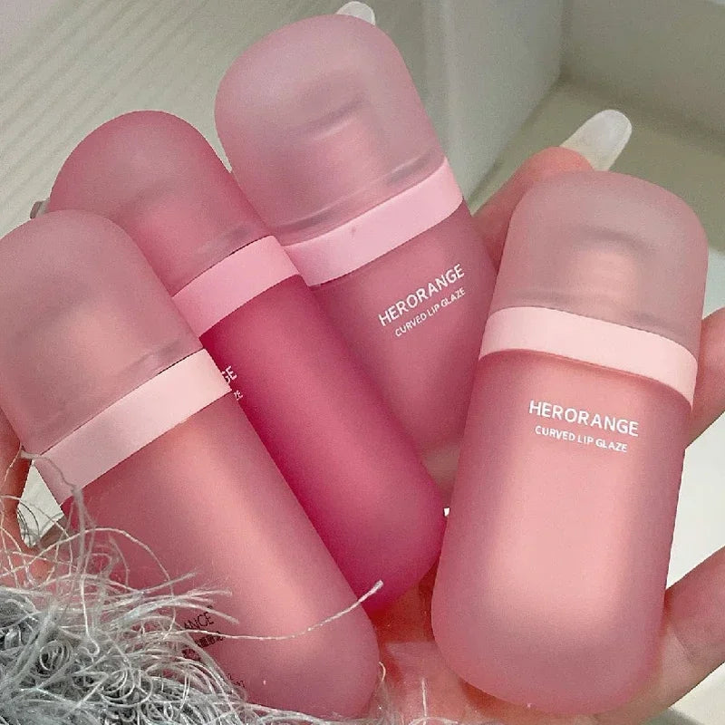 Red Brown Matte Velvet Lip Gloss Waterproof Liquid Lipstick Non-stick Cup Lips Tint Mud Makeup Rose Peach Lip Glaze Cosmetics Qme