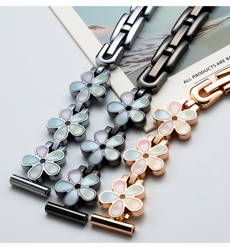 Metal Dropper Flower Steel Buckle Band Suitable for Huawei 8/9Mi 8/9 Apple IWatch1-9 S10 Stainless Steel Accessory Strap Qme