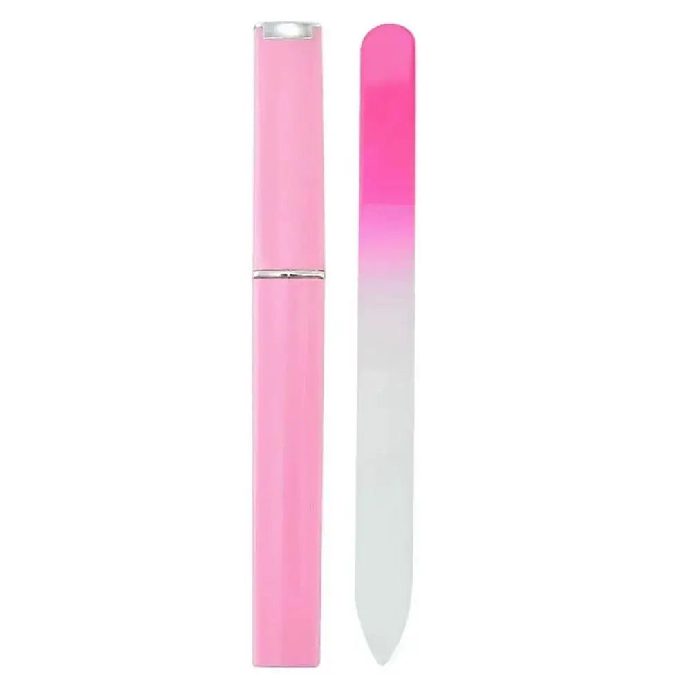 Glass Nail Files Natural Nails Double Side Polish Crystal Fingernail Qme pink