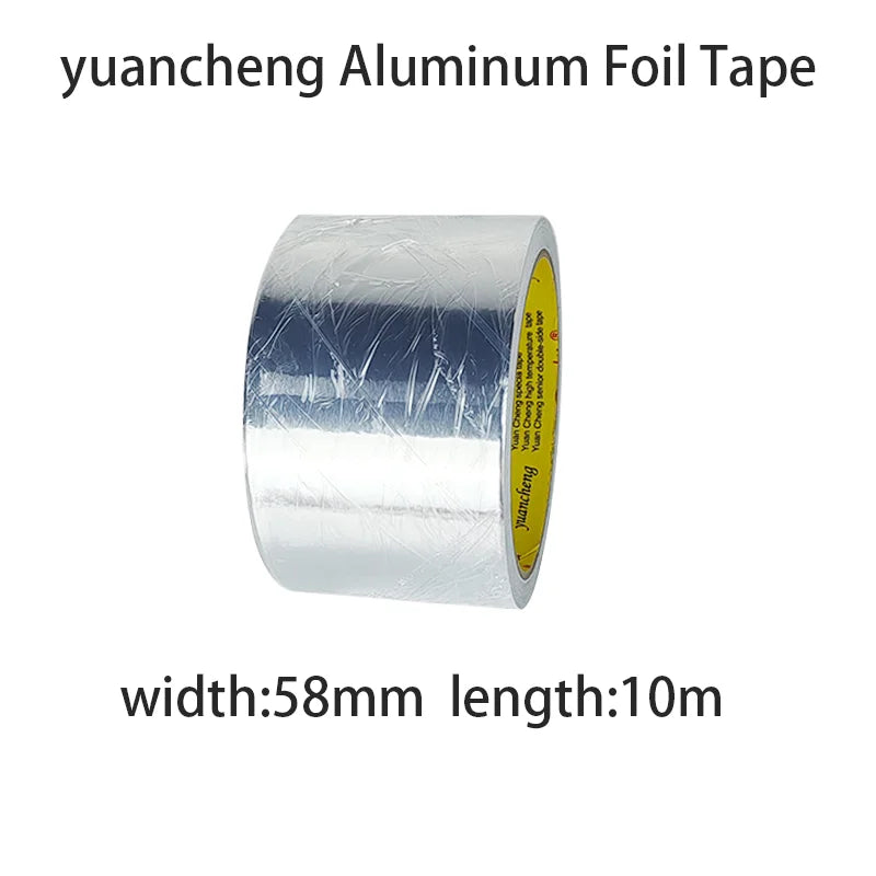 1 Roll High Temperature Resistant Aluminum Foil Tape, Waterproof and Oil-proof, Flame-retardant and Sun-proof, Hand-tearable Qme width-58mm 10M