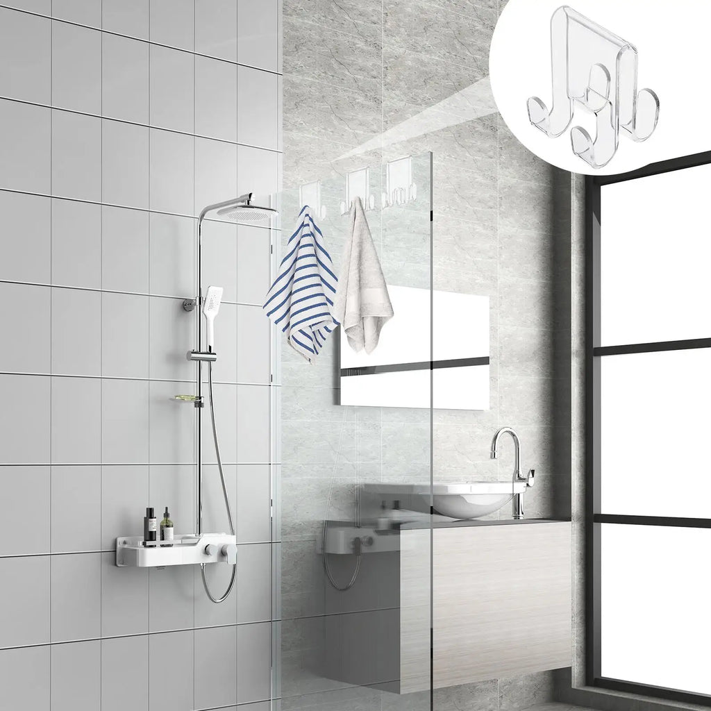 Shower Hooks Over Glass Door Acrylic Shower Door Towel Hooks Space-Saving Shower Door Hooks for Clothes Towels Washcloths and Qme