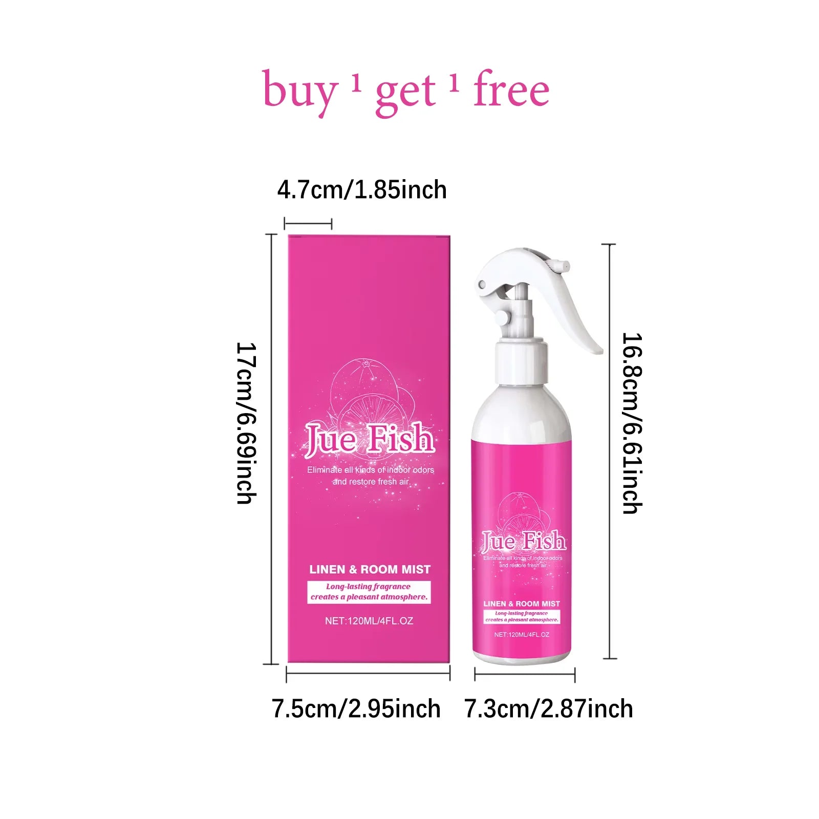 Jue Fish 120ML Indoor Spray Home Hotel Natural, Fresh, Persistent, Odorous, Clean, Deodorant and Fragrant Qme 240ml