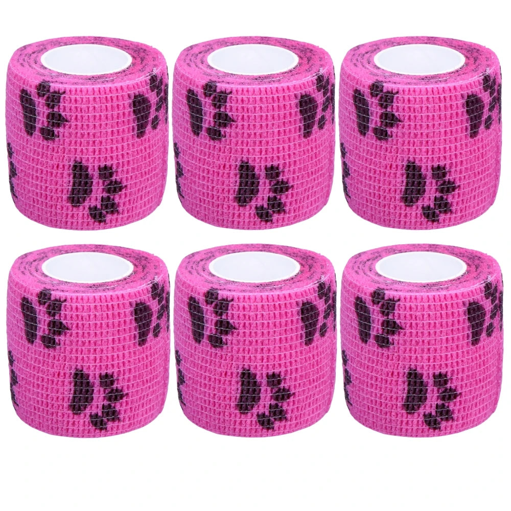 6/12PCS Gauze Bandage Self-adhesive Breathable Elastic Bandages for Nail Tattoo Art Sports Fixing Finger Wrist Leg Qme 6 Pink Claw