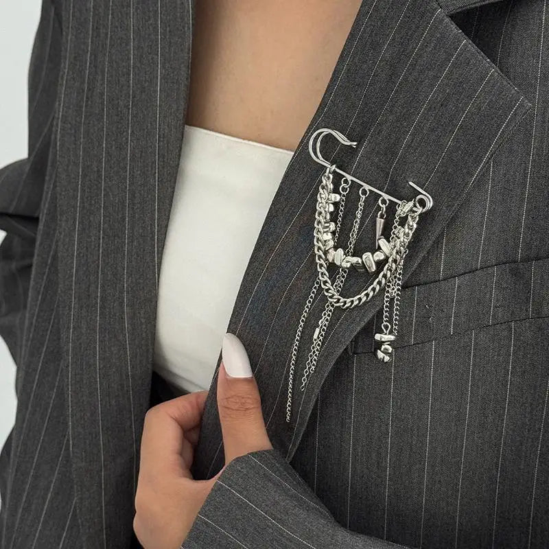 New Multi-Functional Chain Tassel Brooches Handmade Adjustable Clothes Accessory Detachable Beaded Chain Pin Women Qme J