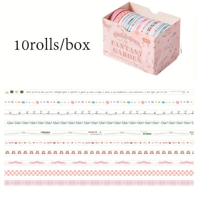 10 Roll/Box Tape Gentle Color Series Tape Cutting Pasting Thin Stickers Album Diary Decoration Phone Case Cup Diary Decoration Qme 6